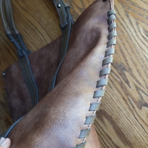NWOT Brown Vegan Leather Whipstitch Detail Purse SouthwesternMinimalist OldMoney - Picture 10 of 16
